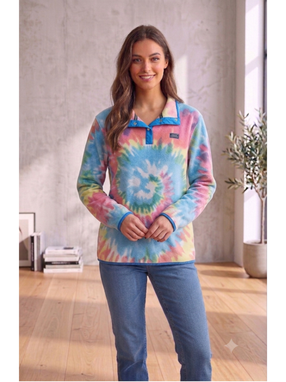 Simply Southern fleece pullover tie dye rainbow lightweight womens size XL EUC